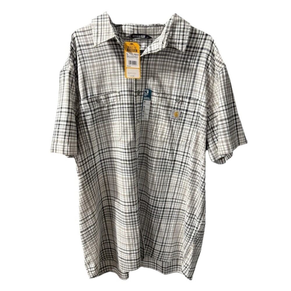 NWT Carhartt Mens Shirt Rugged Flex Relaxed Fit Lightweight Short Sleeve XL Gray - Picture 1 of 7